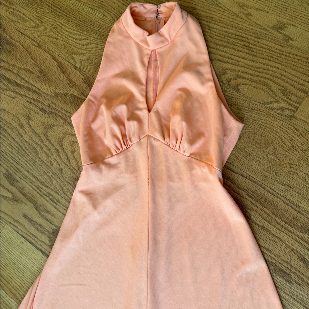 Elegant Peach Sleeveless Vintage Dress, 60’s or 70’s era